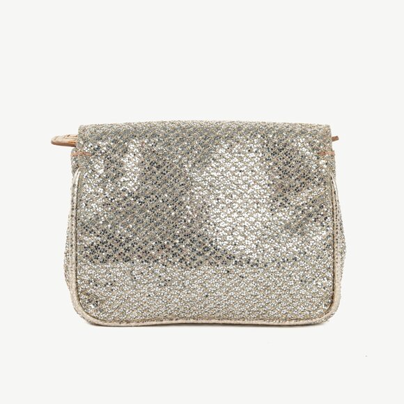 Jimmy Choo Caro Champagne Glitter Fabric Clutch - Picture 4 of 11
